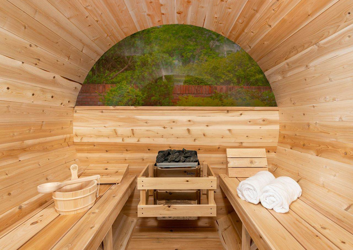 barrel sauna interior